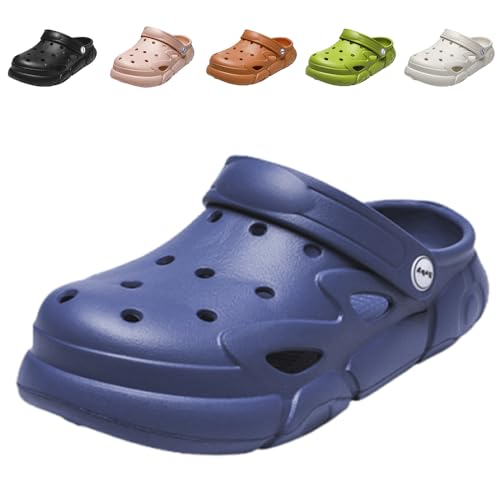 Hitopteu Kinder Clogs Gartenschuhe Dinosaurier Pantoffeln Leicht Gartenclogs rutschfeste Slippers Blau 200 EU 30-31 von Hitopteu