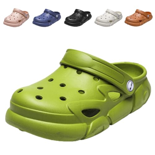 Hitopteu Kinder Clogs Gartenschuhe Dinosaurier Pantoffeln Leicht Gartenclogs rutschfeste Slippers Grün 230 EU 36-37 von Hitopteu