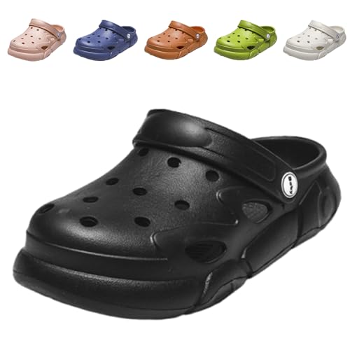 Hitopteu Kinder Clogs Gartenschuhe Dinosaurier Pantoffeln Leicht Gartenclogs rutschfeste Slippers Schwarz 170 EU 24-25 von Hitopteu