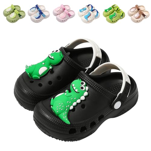 Hitopteu Kinder Clogs Jungen Mädchen Dinosaurier Leicht Gartenschuhe Hausschuhe Kinder Schwarz 200 EU 31-32 von Hitopteu