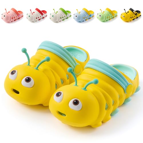 Hitopteu Kinder Clogs Pantoffeln Leicht rutschfeste Gartenschuhe Hausschuhe Jungen Mädchen Gartenclogs Gelb 20 EU Etikettengröße 130 von Hitopteu