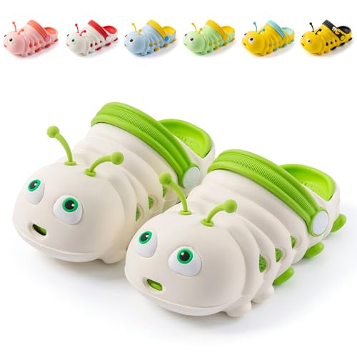 Hitopteu Kinder Clogs Pantoffeln Leicht rutschfeste Gartenschuhe Hausschuhe Jungen Mädchen Gartenclogs Grün-Weiß 26-27 EU Etikettengröße 170 von Hitopteu