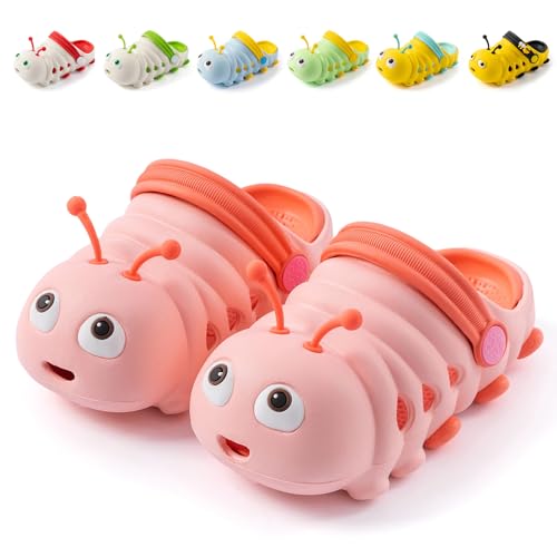 Hitopteu Kinder Clogs Pantoffeln Leicht rutschfeste Gartenschuhe Hausschuhe Jungen Mädchen Gartenclogs Rosa 24-25 EU Etikettengröße 160 von Hitopteu