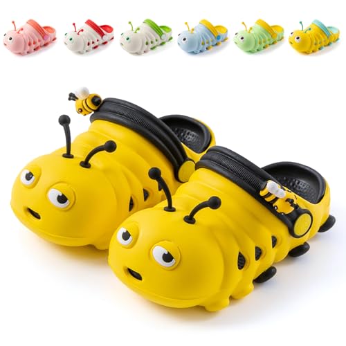 Hitopteu Kinder Clogs Pantoffeln Leicht rutschfeste Gartenschuhe Hausschuhe Jungen Mädchen Gartenclogs Schwarz 27-28 EU Etikettengröße 180 von Hitopteu