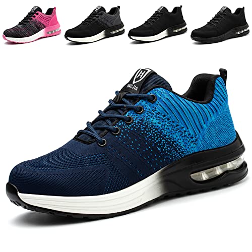 Hitopteu Sicherheitsschuhe Herren Arbeitsschuhe Damen Leicht Sportlich Arbeitsturnschuhe mit Stahlkappe rutschfest Atmungsaktiv Blau 48 EU 290 von Hitopteu