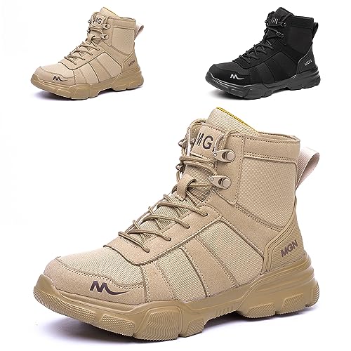 Hitopteu Sicherheitsschuhe Herren Damen Arbeitsschuhe Leicht Stahlkappenschuhe Atmungsaktiv rutschfest Arbeitsschutzschuhe mit Stahlkappen 211 Braun 43 EU 265 von Hitopteu