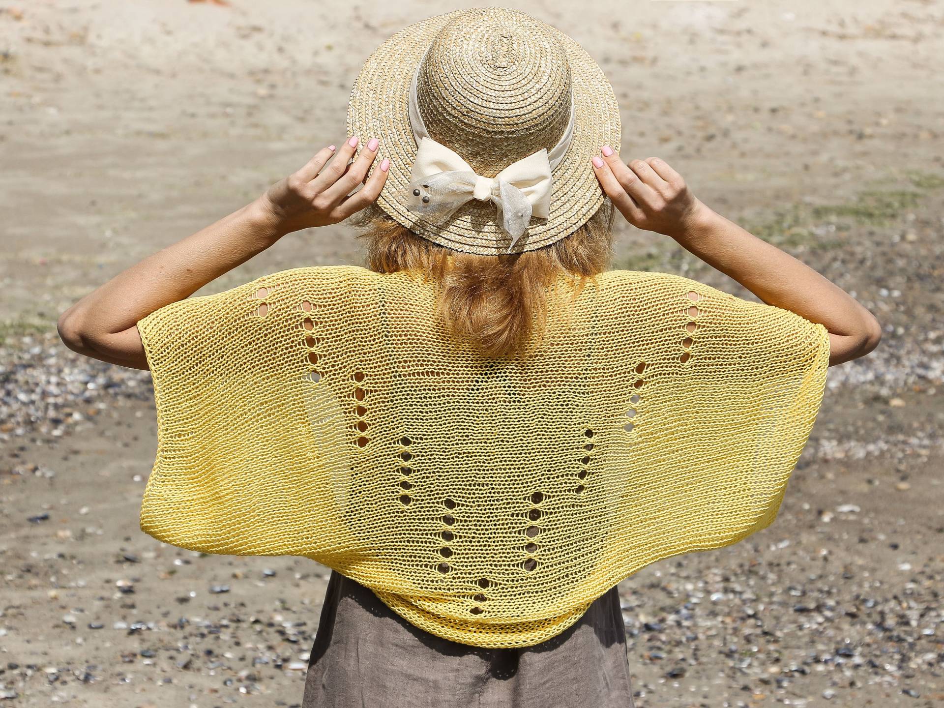 Hand Stricken Strand Shrug Gelb Bolero Frauen Baumwolle Vertuschung Öko Sommer Kleid Vertuschen Handgemachte Lose Ernte Strickjacke Häkeln Kleidung von HitsKnits