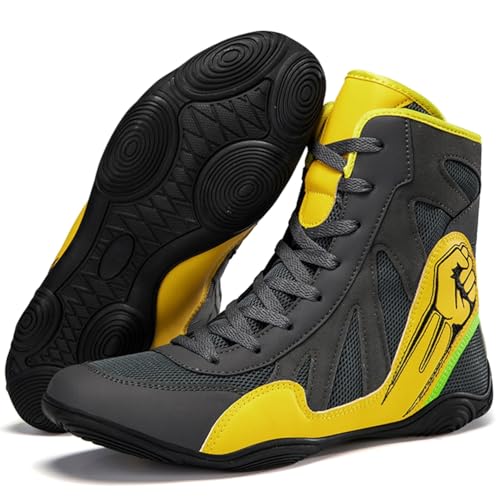 Hiuzylqx BoxenSchuhe Herren Ringerschuhe Atmungsaktiv Wrestling Combat Boxers Trainer,Grau,42 EU von Hiuzylqx
