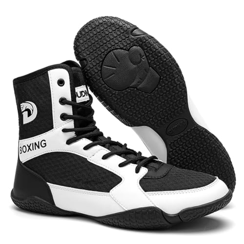 Hiuzylqx Boxenschuhe Herren Pro High Top Ringerschuhe Atmungsaktiv Fitness Wrestling Schuhe Taekwondo Karate Kampfsport Gewichtheben Trainingsschuhe,A,42 EU von Hiuzylqx