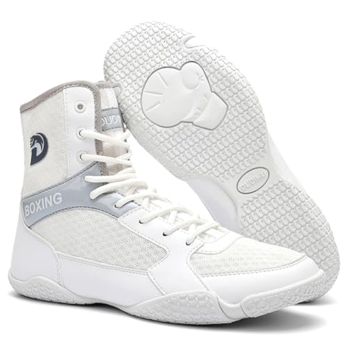 Hiuzylqx Boxenschuhe Herren Pro High Top Ringerschuhe Atmungsaktiv Fitness Wrestling Schuhe Taekwondo Karate Kampfsport Gewichtheben Trainingsschuhe,C,44 EU von Hiuzylqx