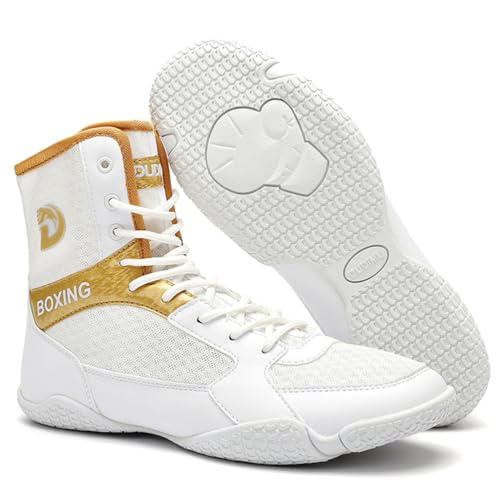 Hiuzylqx Boxenschuhe Herren Pro High Top Ringerschuhe Atmungsaktiv Fitness Wrestling Schuhe Taekwondo Karate Kampfsport Gewichtheben Trainingsschuhe,D,43 EU von Hiuzylqx