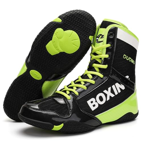 Hiuzylqx Boxschuhe Herren Fitness RingerTrainingsschuhe Atmungsaktive Kampfsport Schuhe Fitnesschuhe Bodybuilding,Black Green,38 EU von Hiuzylqx