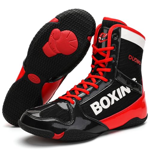 Hiuzylqx Boxschuhe Herren Fitness RingerTrainingsschuhe Atmungsaktive Kampfsport Schuhe Fitnesschuhe Bodybuilding,Black red,41 EU von Hiuzylqx