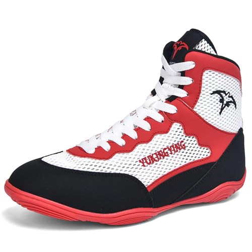 Hiuzylqx Boxschuhe Herren Kniebeugenschuhe Jugend Ringerschuhe atmungsaktive Bodybuilding Für Männer,Frauen,Jugend,Sanda,Taekwondo,White red,40 EU von Hiuzylqx