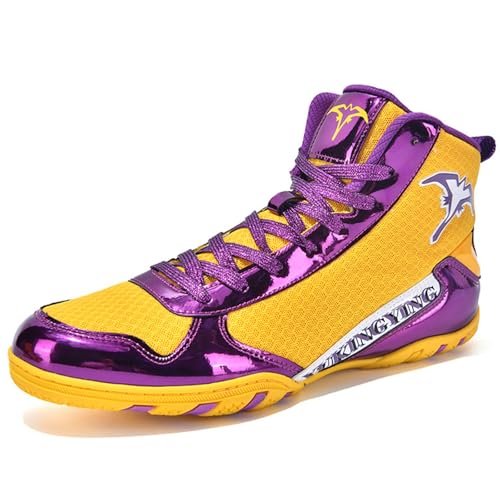 Hiuzylqx Boxschuhe Herren Ringerschuhe Bodybuilding Trainingsschuh Leichte Atmungsaktiv Kampfsport Schuhe Bequeme Fitnessstiefel,Gelb,41 EU von Hiuzylqx