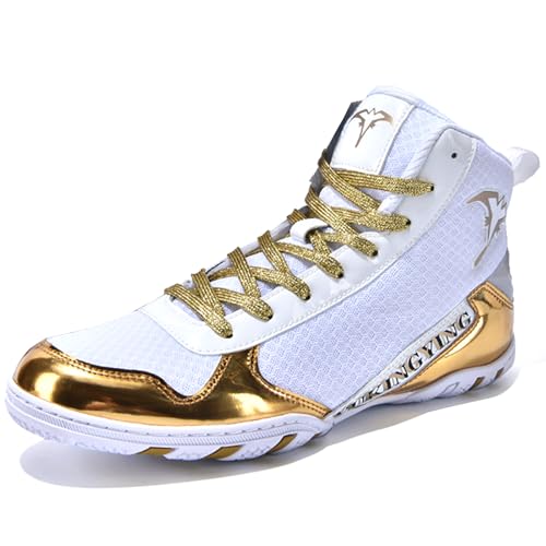 Hiuzylqx Boxschuhe Herren Ringerschuhe Bodybuilding Trainingsschuh Leichte Atmungsaktiv Kampfsport Schuhe Bequeme Fitnessstiefel,Weiß,40 EU von Hiuzylqx