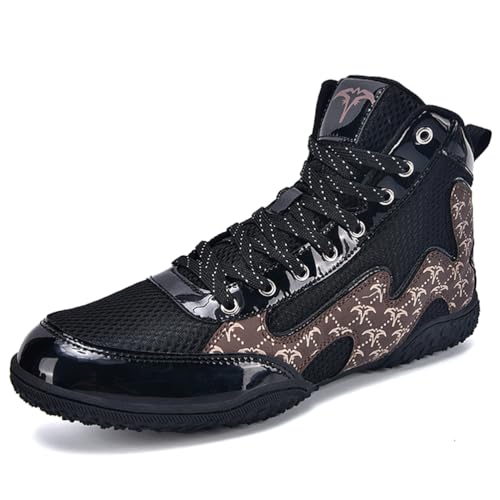Hiuzylqx Boxschuhe Men's Wrestling Teenagers Ringerschuhe Leicht Bequem Muay Thai Kickboxing Sparring Stiefel FüR Gehen Gewichtheben Boxen Hocken Kraftheben,Schwarz,38 EU von Hiuzylqx