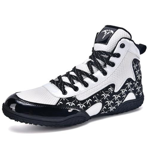 Hiuzylqx Boxschuhe Men's Wrestling Teenagers Ringerschuhe Leicht Bequem Muay Thai Kickboxing Sparring Stiefel FüR Gehen Gewichtheben Boxen Hocken Kraftheben,Weiß,41 EU von Hiuzylqx