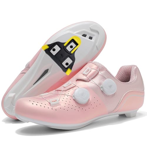 Hiuzylqx Fahrradschuhe Damen Mountain Bikes Schuhe Radsportschuhe Atmungsaktive Outdoor-Radschuhe Fahrrad Spin MTB Schuhe DREI Sohlen zur Auswahl,Pink a,38 EU von Hiuzylqx
