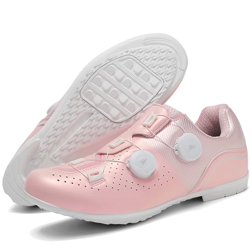 Hiuzylqx Fahrradschuhe Damen Mountain Bikes Schuhe Radsportschuhe Atmungsaktive Outdoor-Radschuhe Fahrrad Spin MTB Schuhe DREI Sohlen zur Auswahl,Pink c,37 EU von Hiuzylqx