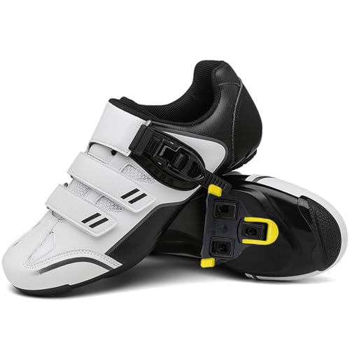 Hiuzylqx Fahrradschuhe Herren Kompatibel mit Peloton Look SPD SPD-SL Delta Lock Pedal Reitschuhe Draussen Atmungsaktiv Leicht Spinning Radsportschuhe,Weiß,37 EU von Hiuzylqx