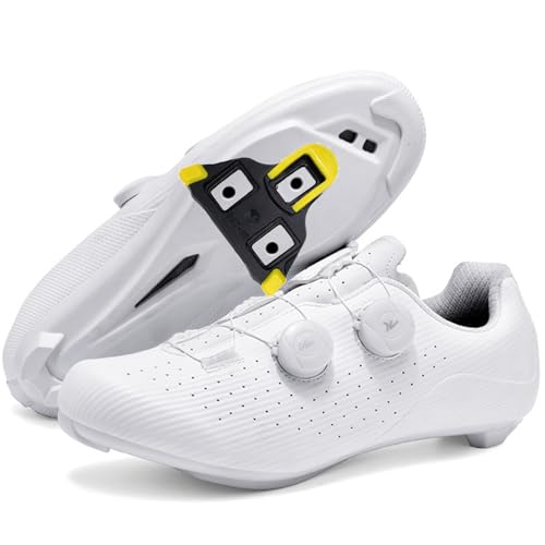 Hiuzylqx Fahrradschuhe Herren MTB Radsportschuhe Atmungsaktive Kompatible mit Peloton Installation SPD/Look KEO Cleats Bike Schuhe Radsportschuhe,Weiß,37 EU von Hiuzylqx
