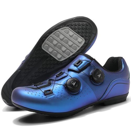 Hiuzylqx Fahrradschuhe Herren MTB Schuhe Mit Gummisohle Rennrad Atmungsaktive rutschfeste No-Lock Mountainbike Schuhe Sneaker,Blau,39 EU von Hiuzylqx