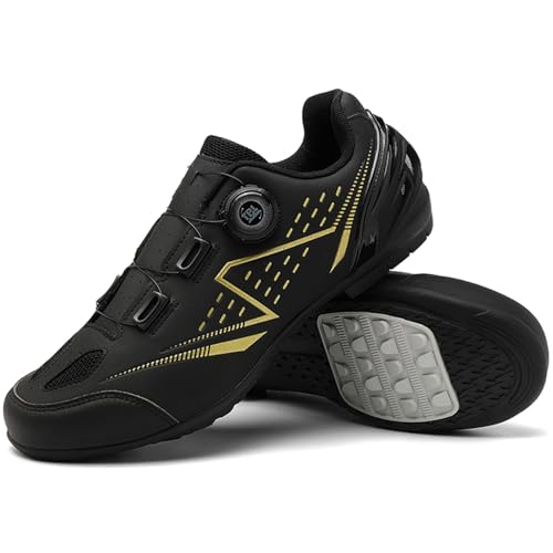 Hiuzylqx Fahrradschuhe Herren mit Gummisohle Rennrad Und MTB Schuhe Atmungsaktive rutschfeste No-Lock Fahrradschuhe,Schwarz,43 EU von Hiuzylqx