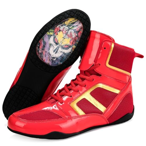 Hiuzylqx Herren Boxschuhe Damen Boxstiefel Ringerschuhe Trainingsschuhe Indoor Fitness Sportstiefel Für Wrestling,Rot,39 EU von Hiuzylqx