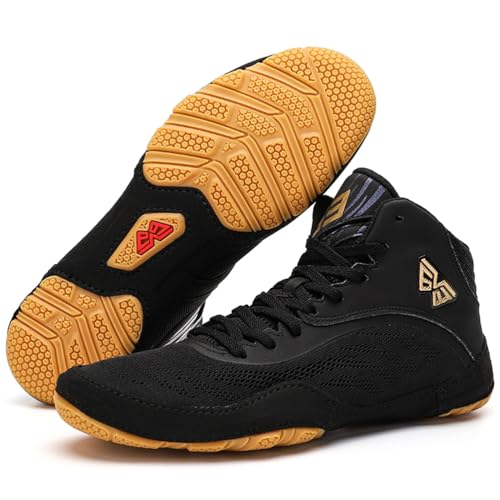 Hiuzylqx Herren Boxschuhe Damen Leichter Fitness Training Boxstiefel rutschfest Komfortabel Taekwondo Stiefel Wrestling Ringerschuhe,Schwarz,41 EU von Hiuzylqx