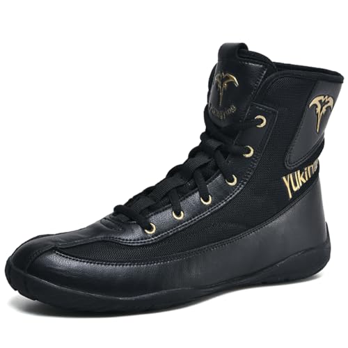 Hiuzylqx Herren Boxschuhe Pro Wrestling Schuhe rutschfeste Fitness Training für Crossfit und Gewichtheben – Kampfsport Schuhe,Schwarz,39 EU von Hiuzylqx