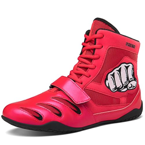Hiuzylqx Herren Boxschuhe Wrestling-Schuhe rutschfeste Atmungsaktiv Gummisohle,Weich,Geeignet FüR Jugend-,Jungen- Und Boxschuhe,Rot,40 EU von Hiuzylqx
