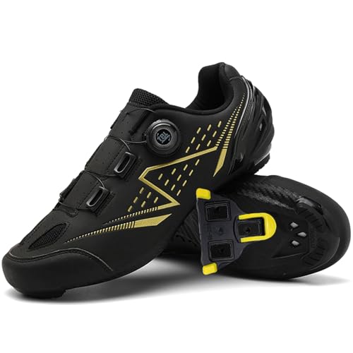 Hiuzylqx Herren-Fahrradschuhe Mountain Road Bikes Schuh Kompatibel mit Peloton Installation Look SPD SPD-SL Delta Lock Pedal Reitschuhe,Schwarz,45 EU von Hiuzylqx