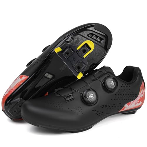 Hiuzylqx Herren Fahrradschuhe Radsportschuhe Rennradschuh Mountainbike Schuhe Kompatibel mit SPD-SL Pedal Leichte Atmungsaktive Indoor Outdoor Reitschuhe,Schwarz,37 EU von Hiuzylqx
