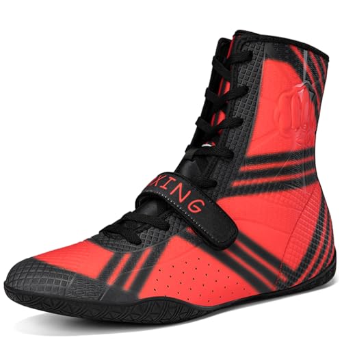 Hiuzylqx Herren High Top Boxingschuhe Pro Wrestlingschuhe Atmungsaktive rutschfest Ringerschuhe Fitnesschuhe FüR Bodybuilding Kraftsport,C,46 EU von Hiuzylqx
