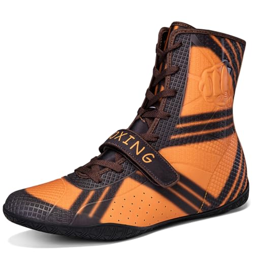 Hiuzylqx Herren High Top Boxingschuhe Pro Wrestlingschuhe Atmungsaktive rutschfest Ringerschuhe Fitnesschuhe FüR Bodybuilding Kraftsport,D,45 EU von Hiuzylqx