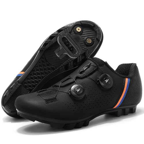 Hiuzylqx Herren MTB Schuhe Mountainbike Schuhe Fahrradschuhe Kompatibel mit Shimano SPD 2-Bolts Pedals Leichte & Atmungsaktive Radsportschuhe,C,43 EU von Hiuzylqx