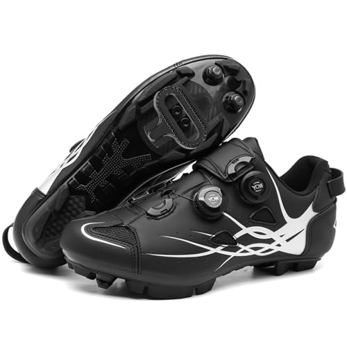 Hiuzylqx Herren MTB Schuhe Radsportschuhe Mountainbikeschuhe kompatibel mit SPD 2 Schrauben mit Cleats Fahrradschuhe Spin MTB Schuhe,C,45 EU von Hiuzylqx