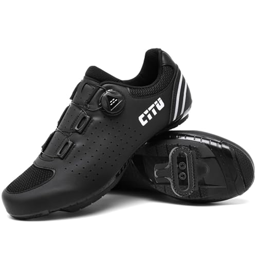 Hiuzylqx Herren Mountain Bike Radsportschuhe Atmungsaktive rutschfest Fahrradschuhe Kompatibel mit Shimano SPD 2-Bolts Pedals,Schwarz,41 EU von Hiuzylqx