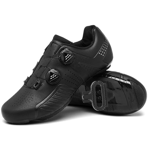 Hiuzylqx Herren Mountain Bike Schuhe Kompatibel mit Shimano SPD 2-Bolts Pedals Atmungsaktive Outdoor Spin MTB Fahrradschuhe,Schwarz,40 EU von Hiuzylqx