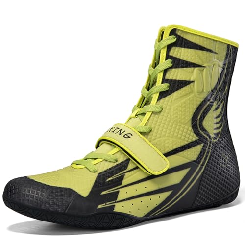 Hiuzylqx High Top BoxenSchuhe Herren Ringerschuhe rutschfeste Kampfschuhe Fitness Sneaker Taekwondo Trainingsschuhe,A,38 EU von Hiuzylqx