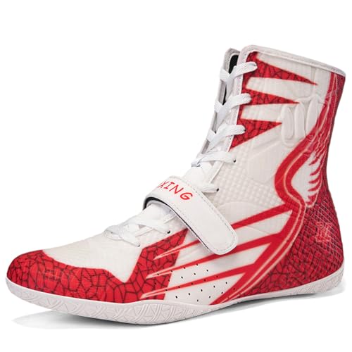 Hiuzylqx High Top BoxenSchuhe Herren Ringerschuhe rutschfeste Kampfschuhe Fitness Sneaker Taekwondo Trainingsschuhe,E,41 EU von Hiuzylqx