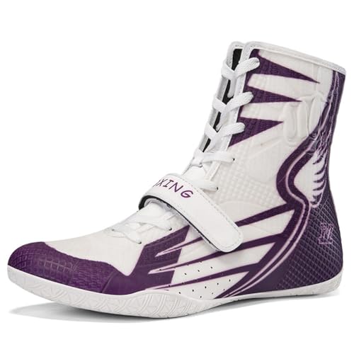 Hiuzylqx High Top BoxenSchuhe Herren Ringerschuhe rutschfeste Kampfschuhe Fitness Sneaker Taekwondo Trainingsschuhe,F,45 EU von Hiuzylqx