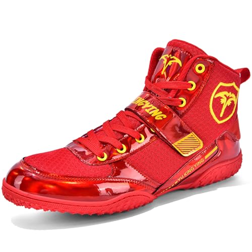 Hiuzylqx High Top Boxingschuhe RingerTrainingsschuhe Combat Trainer Casual Fashion Atmungsaktiv Kampfsport Fitnesschuhe Bodybuilding Boxing Boots Kickboxen Gewichtheben,Rot,41 EU von Hiuzylqx