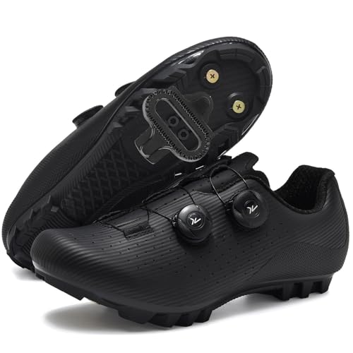 Hiuzylqx MTB Fahrradschuhe Herren Mountainbike Schuhe Radsportschuhe Kompatibel mit Shimano SPD 2-Bolts Pedals Outdoor-Radschuhe Fahrrad Spin MTB Schuhe,Schwarz,43 EU von Hiuzylqx