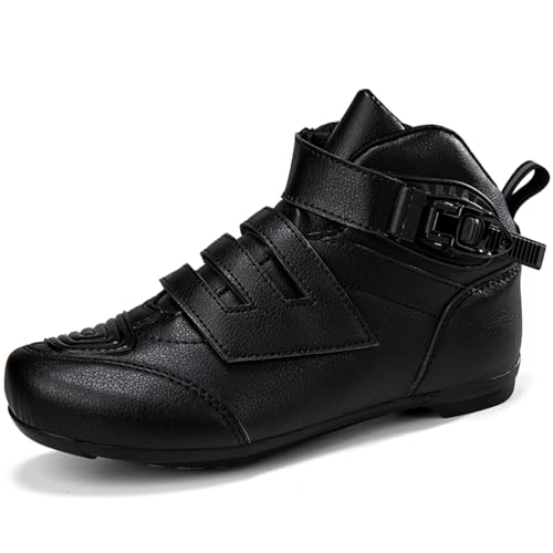 Hiuzylqx Motorradschuhe Herren Motorradstiefel rutschfeste, atmungsaktive Street-Casual-Biker-Boots Leder mit Knöchelstütze und Schaltkissen,D,46 EU von Hiuzylqx