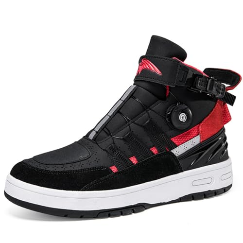 Hiuzylqx Motorradstiefel für Herren wasserdichte Motorcycle Stiefel Leder, atmungsaktiv, verstärkt mit Knöchel, rutschfeste Sohle, Tourismusstiefel mit Schnürsenkeln,A,45 EU von Hiuzylqx