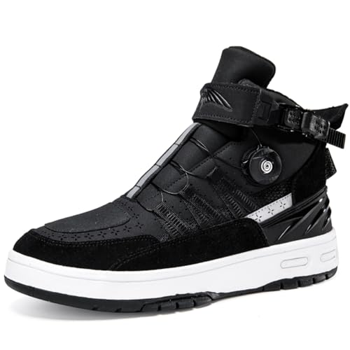 Hiuzylqx Motorradstiefel für Herren wasserdichte Motorcycle Stiefel Leder, atmungsaktiv, verstärkt mit Knöchel, rutschfeste Sohle, Tourismusstiefel mit Schnürsenkeln,B,44 EU von Hiuzylqx