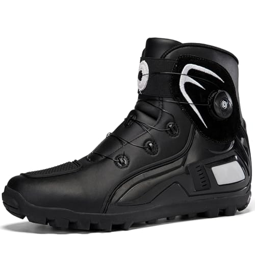 Hiuzylqx Motorradstiefel für Herren wasserdichte leicht, rutschfeste Motorrad Schuhe Anti Rutsch Sohle, Protektoren FüR Rennen Und Tourismu,B,40 EU von Hiuzylqx