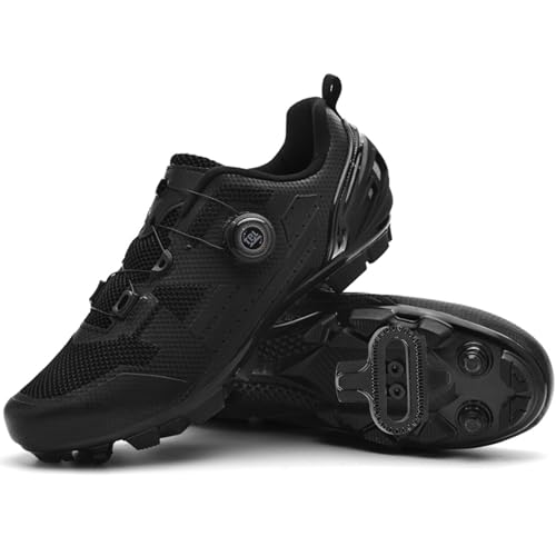 Hiuzylqx Mountainbike Schuhe Herren Draussen Kompatibel mit Shimano SPD 2-Bolts Pedals Fahrradschuhe Unisex Radsportschuhe Spin MTBschuhe,Schwarz,37 EU von Hiuzylqx